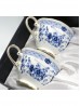 Porcelain Blue Flower 2 Cups 2 Saucers W/ Gift Box 